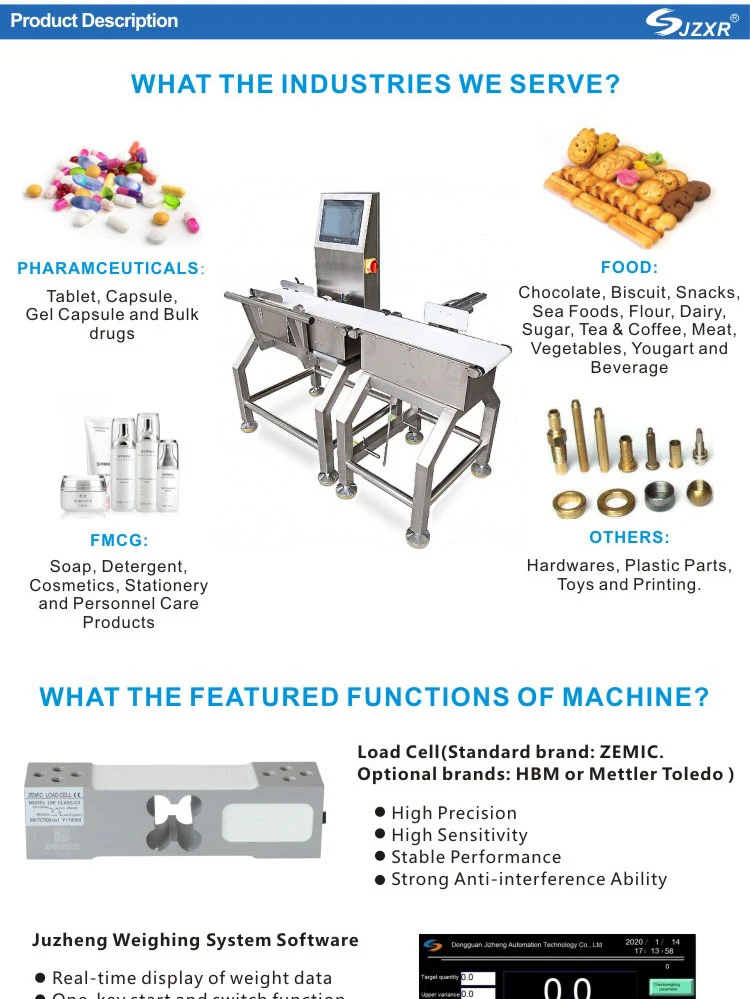 Customized Size Industrial Scale Conveyor with Reject System Checkweigher